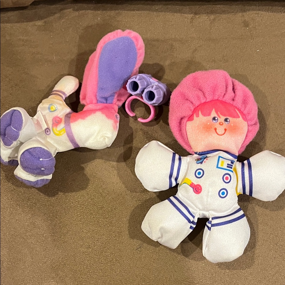 VTG Fisher-Price Smooshees Pink and Purple Astronaut Plush Duo